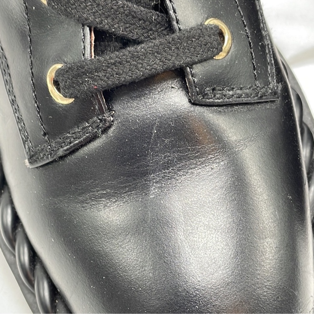 Louise et Cie Sabri Bootie Lug Sole Combat Black Leather Sz - Picture 9 of 10